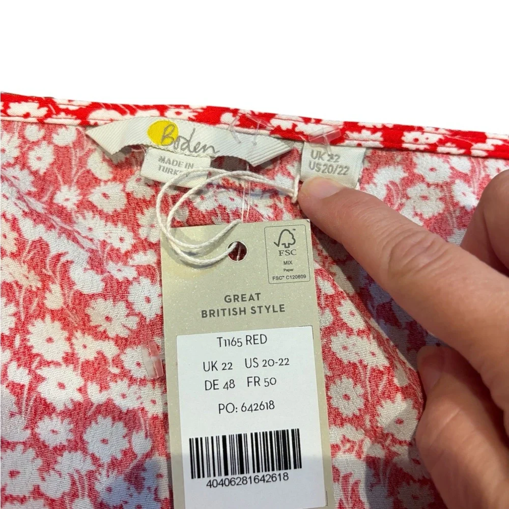 Boden Floral Crinkle Gauze Sweetheart Printed Top flowy puff sleeve romantic fun